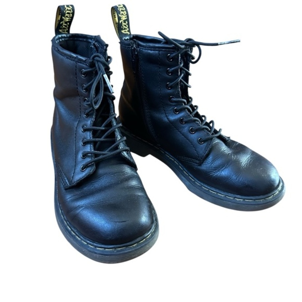 DR. MARTEN’S DELANEY BLACK LEATHER LACE UP AND ZIPPER BOOTS SIZE 3